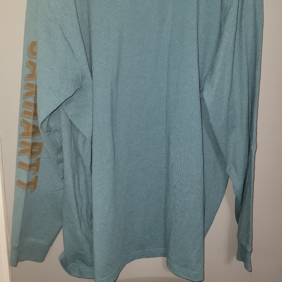Carhartt Shirt Mens 3XL Green Loose Fit Pocket Tees Spellout Logo Long Sleeve - Picture 10 of 10